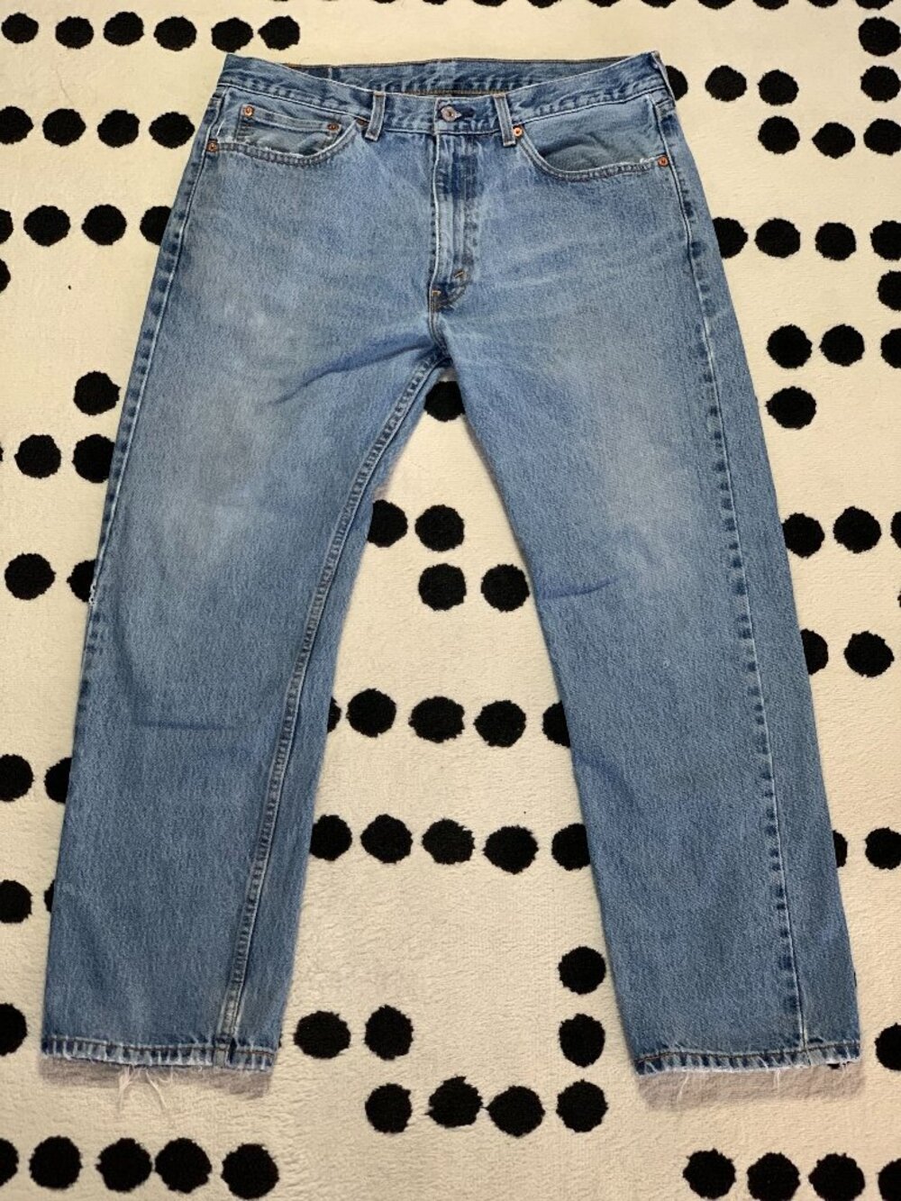 Levi’s 505 Jeans Mens 36x30 Regular Straight Leg Distressed Denim Boho Preppy